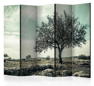 Paravento separè Albero - Vintage II - Composizione di albero e pietre in stile retrò