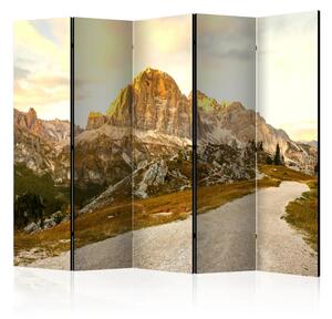 Paravento Belle Dolomiti II - Paesaggio soleggiato con grandi montagne rocciose