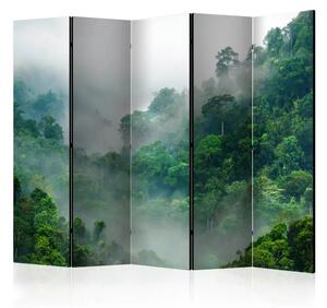Paravento Nebbia Mattutina II - Foresta tropicale nella nebbia