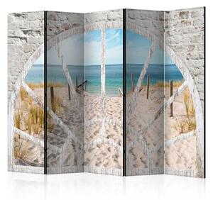 Paravento Spiaggia II - Vista di una spiaggia sabbiosa e un oceano blu