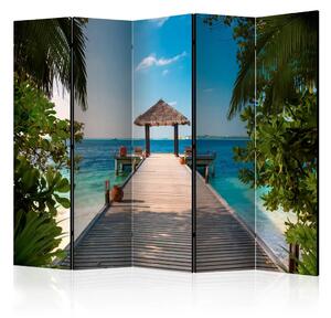 Paravento Sogno hawaiano II - Paesaggio tropicale di spiaggia e oceano con cielo