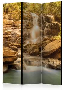 Paravento Cascata solare - paesaggio tropicale con cascata dalle rocce