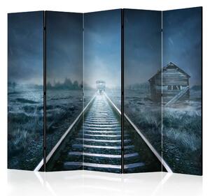 Paravento design Ghost Train II - Locomotiva sotto pioggia