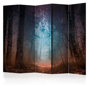 Paravento design Continua a respirare II - Foresta con luce colorata