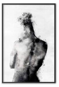 Poster: Pensierosa - silhouette nera astratta su sfondo contrastante