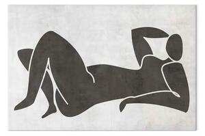 Quadro su tela Donna sdraiata - grafica in stile bianco e nero scandi boho