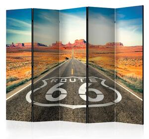 Paravento Route 66 II - paesaggio di una strada asfaltata contro il deserto