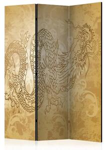 Paravento design Drago - composizione con ornamenti orientali in oro