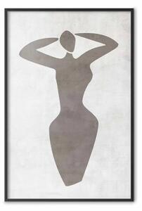Poster: Donna danzante - silhouette nera di donna che danza su sfondo grigio