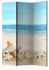 Paravento design Tranquillità blu - paesaggio di spiaggia e mare blu