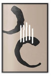 Poster: Cerchi sulla spiaggia - modelli neri e bianchi astratti, sfondo beige