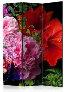 Paravento Sera di giugno - fiori colorati e piante verdi