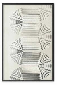 Poster: Onda geometrica - onde astratte in forma di linee su sfondo grigio