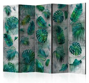 Paravento Giungla modernista II - foglie di piante tropicali