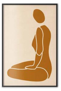 Poster: Ritaglio femminile - silhouette gialla astratta su sfondo chiaro