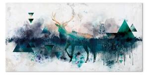 Quadro contemporaneo Natura in blu - Cervo acquerello astratto