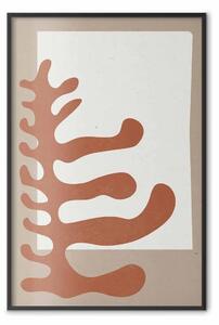Poster: Fiore di Matisse - foglie marroni astratte su sfondo beige e grigio