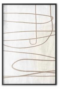 Poster: Traccia di pennello - modello linee marroni curve, stile astratto