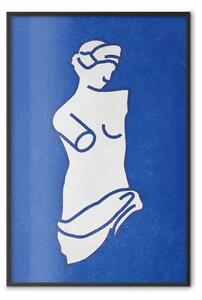 Poster: Dea blu - disegno di silhouette femminile su sfondo blu