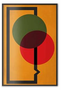 Poster: Composizione di cerchi - cerchi colorati astratti su sfondo arancione