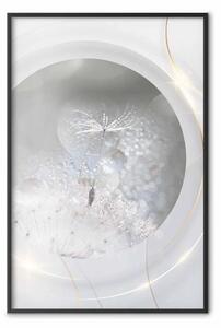 Poster: Purificazione - fiori di soffione e dettagli dorati in stile astratto