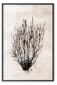 Poster: Arbusti marini - composizione nera di piante su sfondo texture beige