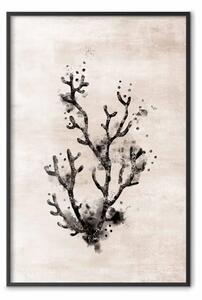 Poster: Bellezza oceanica - composizione scura piante, sfondo beige