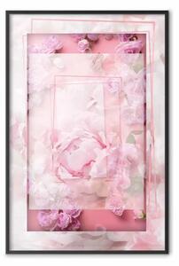 Poster: Primo amore - composizione rosa di rose con cornice naturale