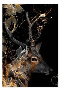 Quadro su tela Cervo sacro - animale forestale con applicazioni dorate