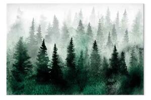 Quadro contemporaneo Foresta nebbiosa Scandinavia - paesaggio nebbia