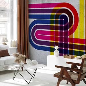 Carta da parati moderna Strade colorate - Astrazione geometrica con cinghie avvolte