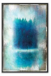 Poster: Paradiso blu - composizione astratta di foresta in texture blu