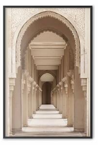 Poster: Archi orientali - architettura corridoio colonne Marocco, chiaro