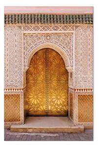 Quadro su tela Arabesco dorato verticale - ornamenti dorati sul muro