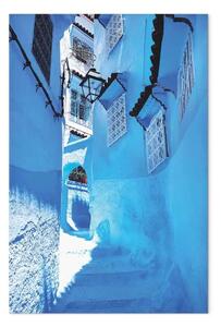 Quadro moderno Passeggiata blu verticale - architettura di scale in Marocco