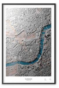 Poster: Modello di Londra - mappa grigia vista dall'alto