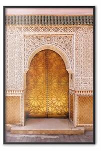 Poster: Sfoggio africano - architettura di porta dorata decorata in Marocco