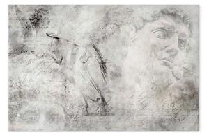 Quadro Rinascimento - astrazione con immagini di sculture e scritte