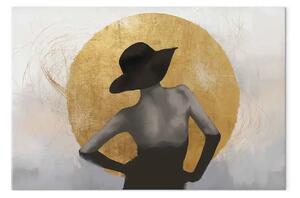 Quadro contemporaneo Sotto il sole largo - donna astratta con cappello