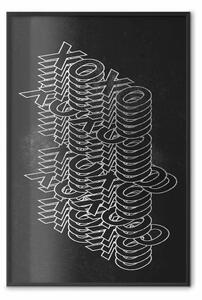 Poster: Saluti geometrici - scritte bianche astratte su sfondo nero