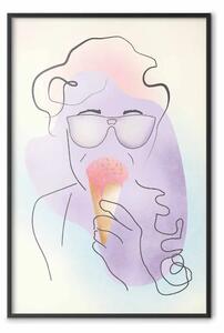 Poster: Gelato alla fragola - line art di persona in colori pastello