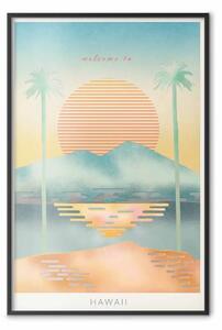 Poster: Benvenuti alle Hawaii - paesaggio tropicale estivo in toni pastello