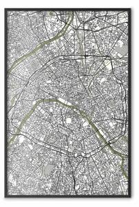 Poster: Mosaico Parigino - mappa in bianco e nero vista dall'alto