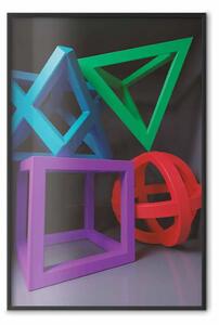 Poster: Simboli intrecciati - figure geometriche colorate che imitano un effetto 3D