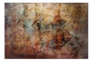 Quadro su tela Astrazione con una superficie di rame coperta da patina