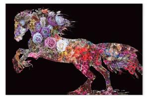 Quadro su tela Mania dei fiori - Astrazione con un motivo floreale a forma di cavalli