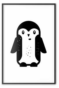 Poster: Pinguino divertente - piccolo e nero su sfondo bianco uniforme