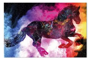 Quadro contemporaneo Nebbia colorata largo - futuristico cavallo astratto