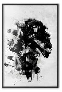Poster: Profilo classico - volto astratto su sfondo bianco
