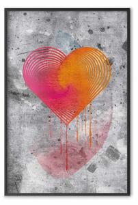 Poster: Confessione sincera - cuore astratto su texture grigia